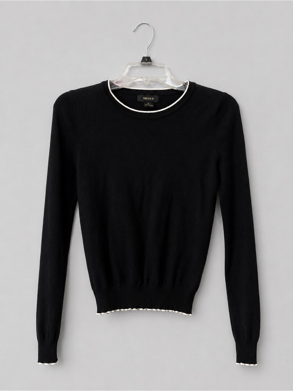 Forever 21 Dark Navy Contrast Trim Knit Sweater | Women’s Medium | Preppy